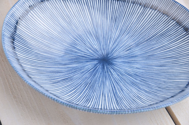 Large Cobalt Stripe Oval Bowl