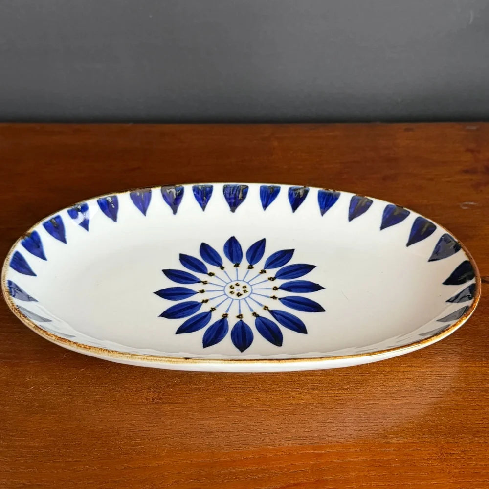 Blue Flower Oval Plate