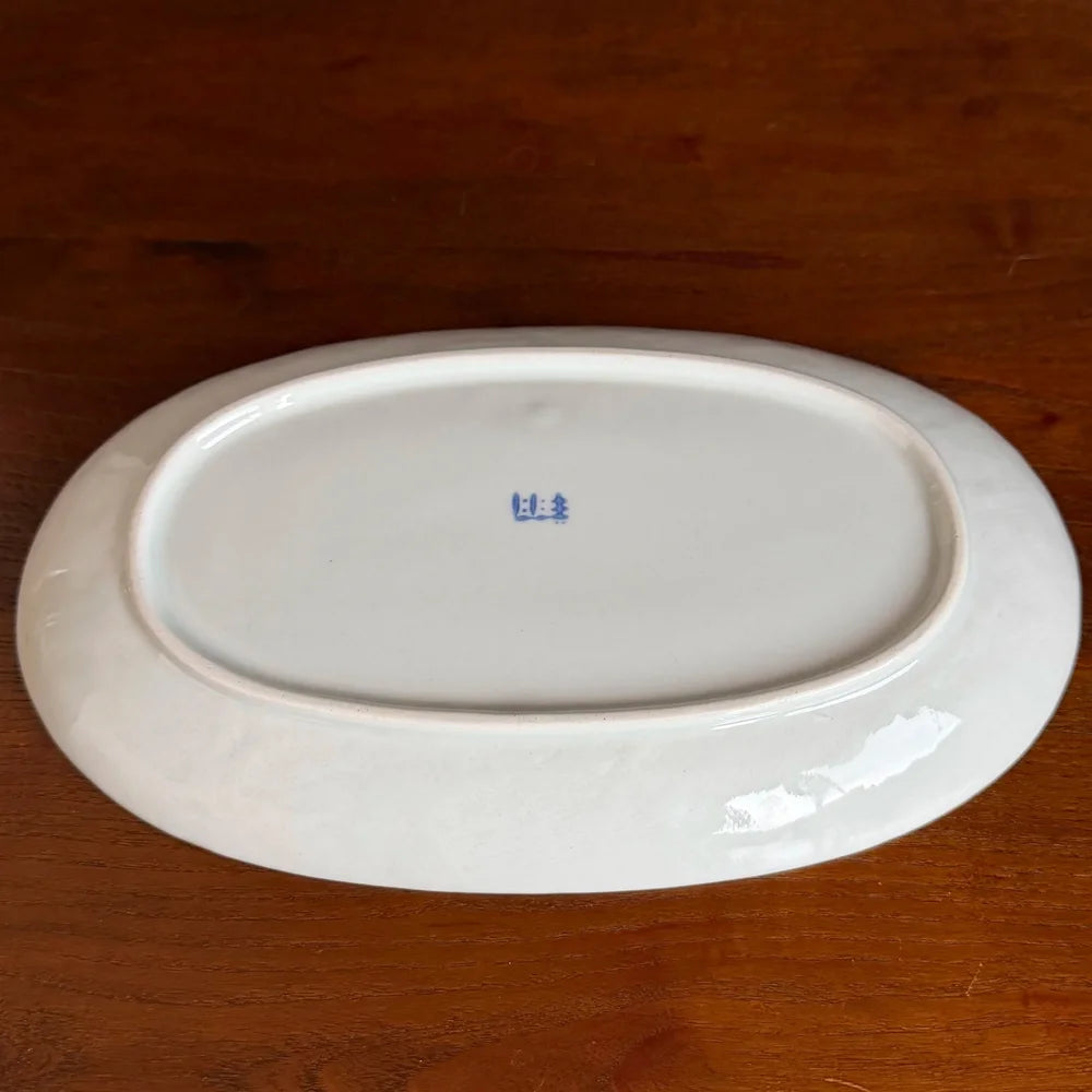Blue Flower Oval Plate